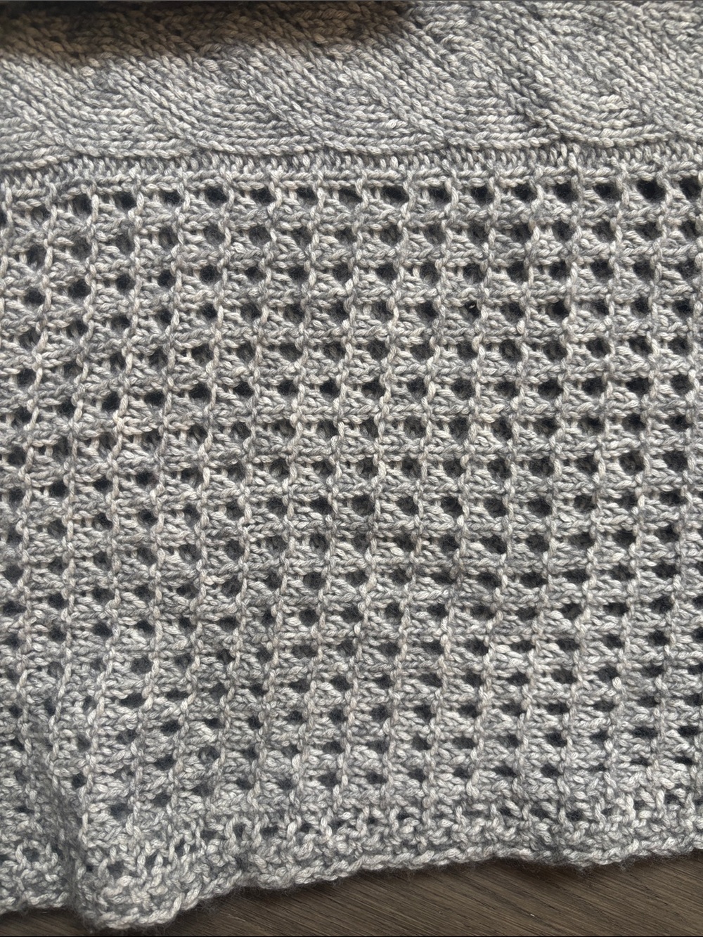 Polo Ralph Lauren | Grey Bohemian Open-Weave Cable Knit Sweater Poncho Size XL - Picture 5 of 14